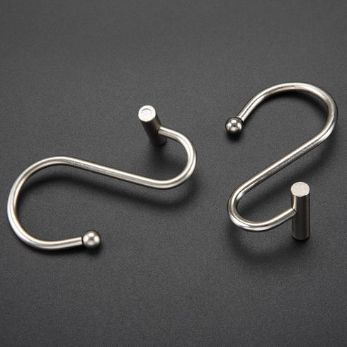 Nickel Shower Curtain Hooks - Rust Proof Decorative Rings for Bathroom, Silver Metal T-Bar Design, Set of 12