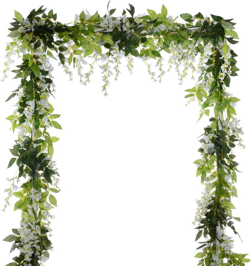 DearHouse 4Pcs Artificial Wisteria Garland, 6.6Ft/Piece Silk Hanging Flower Vine for Home Garden Outdoor Wedding Decor
