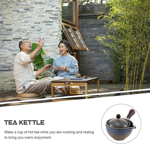 Hemoton Ceramic Teapot with Infuser, Vintage 360 Rotation Tea Maker with Side Handle for Loose Tea 7OZ/170ml