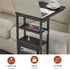 28"(H) 3-Tier C Shaped End Table with Charging Station, C Table with Storage Bag, Under Couch Table C-Shaped End Table