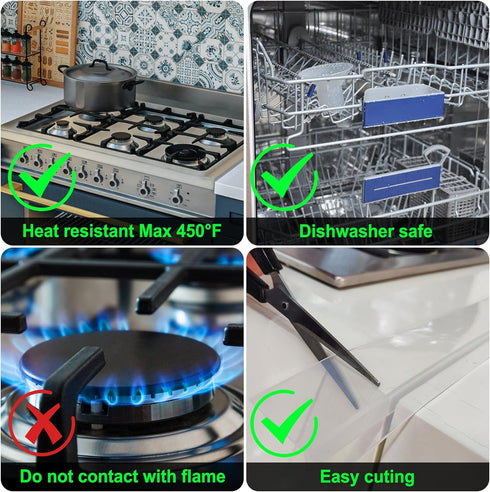 Silicone Stove Counter Gap Cover - Transparent 25" Long Kitchen Counter Gap Filler, Set of 2