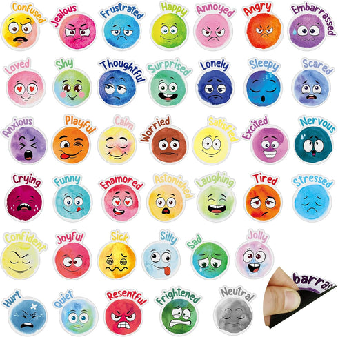 40 Pcs Face Emotional Feelings Funny Refrigerator Magnets, Cute Round Decorative Mood Magnets for Kitchen