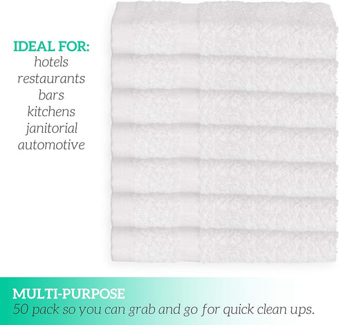 12" 12" 50 Pack 100% GREEN LIFESTYLE Washcloths x - Cotton Wash Cloths, Bulk Washcloths, Face Towels Cotton, Soft