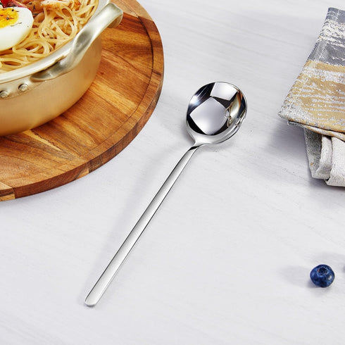 KEAWELL Premium Korean Soup Spoons, Set of 4, 18/10 Stainless Steel, Dishwasher Safe (Plain)