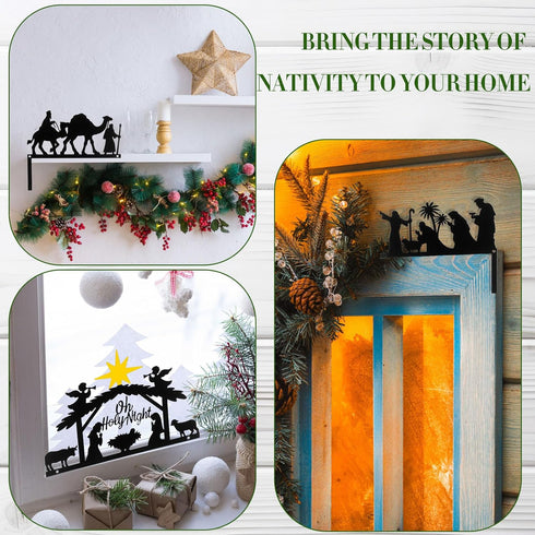 3 Blulu Pcs Metal Christmas Door Topper Nativity Door Frame Decoration Christmas Nativity Frame Corner Decoration