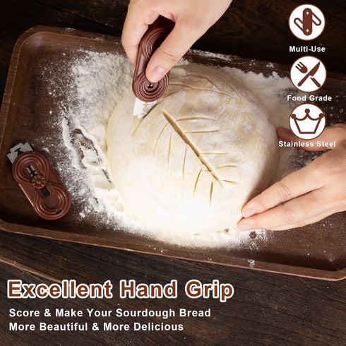 Sis-YaoLan 5 Bread Lame Dough Scoring Knife, Bread Scoring Tool,Upgraded Retractable & Magnetic Design, Anti-Slip