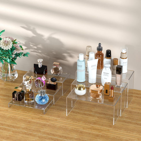 6pcs, 7.5''x8''x8.5''x9''x9.5''x10'' Sezanrpt Acrylic Display Risers Clear Rectangular Display Organizer Stands