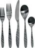 MegaChef La Vague 20 Piece Flatware Utensil Set, Stainless Steel Silverware Metal Service for 4 in Matte Black