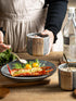 Countertop, 10 OZ Salt Cellar with Lid & Spoon, Ceramic Salt Container for Salt Bowl Holder, Gray