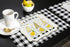 Victories Placemats for Dining Table - Summer Rural Lemon Gnomes Black White Buffalo Plaid, Set of 6