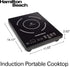 Hamilton Beach Portable Single Induction Cooktop, Countertop Burner, 1800 Watts, 10 Temperature Settings, Black