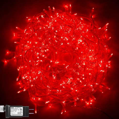 500 LED Christmas Light Red - Indoor String Light Plug in Twinkling Hanging Tree Lights for Party, Bar, Bedroom,