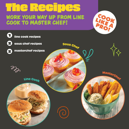 MasterChef Junior Knife and Cutting Board Set, Real Cutting Tools for Kids, 15 Baking Recipes