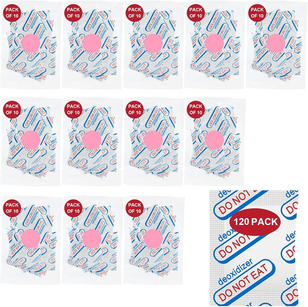 120 Packs 300CC Food Grade Oxygen Absorbers (10 Packs in Individual Vacuum Bag, 12x Packs of 10) for Food Storage, with