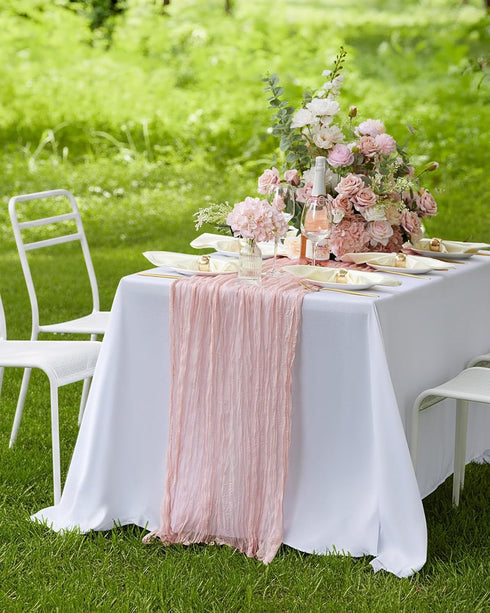 2-Pack 120'' Pureegg Cheesecloth Table Runner, Easter Spring Boho Gauze Table Cloth Decorations for Party, Baby Shower