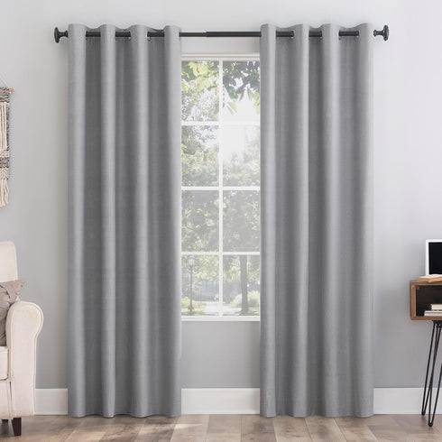 Sun Zero Columbia 2-Pack Thermal Energy Saving Blackout Curtain Panels, 100% Blackout, 50" x 63", Silver