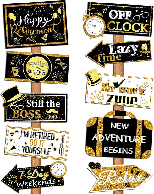 20 Pieces Retirement Party Decorations, Happy Retirement Banner Sign, Outdoor Retired Yard Directional Sign Supplies,