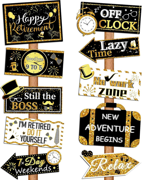 20 Pieces Retirement Party Decorations, Happy Retirement Banner Sign, Outdoor Retired Yard Directional Sign Supplies,