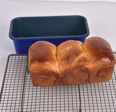 Set of 2 Haze Blue Loaf Pans, Non-Stick Coating Royal Blue Carbon Steel, 9x5 Inch for Home Baking