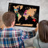 Scratch-Off World Map with US States, Track Travel Routes, Landmarks, Wonders - Laminated Large Poster (24"x36").