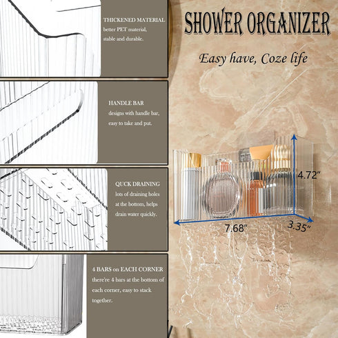 2 Packs Lae Nuvole Cabinet Door Organizer Wall Mounted Shower Basket, Shower Caddy Stackable Plastic Adhesive Organizer