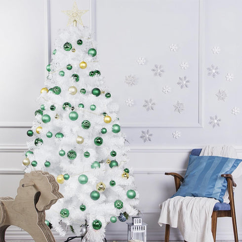 Lulu Home Christmas Ball Ornaments, 24 Ct 2.36" Pre-Strung Hanging Decorations, Shatterproof Plastic Balls (Light Green)