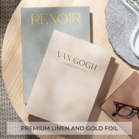 Set 2 Decorative Books of with Hidden Storage Premium Linen Coffee Table Books, Van Gogh & Renoir Art Decor | Faux