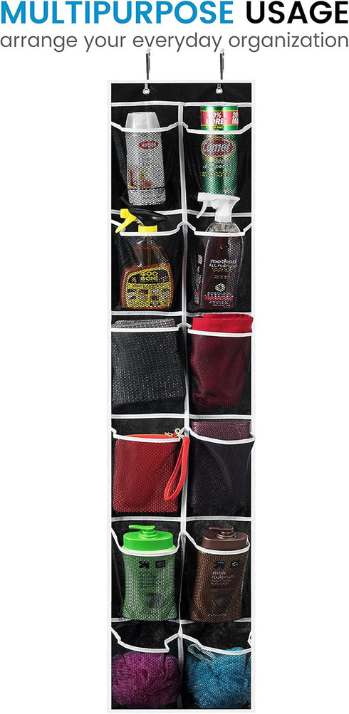 ZOBER Over the Door Shoe Organizer - 12 Mesh Pockets, Space Saving Hanging Shoe Holder