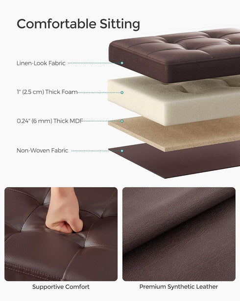 12.2 16.1 12.2 Inches, 286 lb ULSF100K02 SONGMICS Small Folding Storage Ottoman, Foot Rest Stool, Cube Footrest