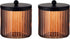 KMwares 2-Pack Glass Qtip Holder Dispenser Set for Cotton Ball, Swab, Round Pads, Floss Picks with Matte Black Lid