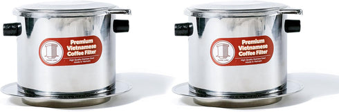 Set of 2 Vietnamese Traditional Coffee Phin Filter, Restaurant Quality Coffee - 15 Ounce