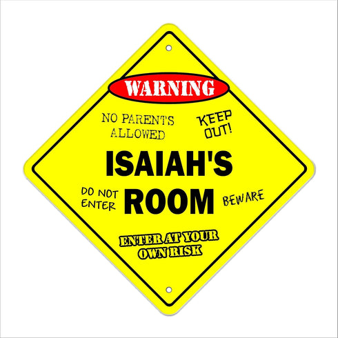 Isaiah's Room Sign Crossing Zone Xing, Indoor/Outdoor, 20" Tall Kids Bedroom Decor Door Name