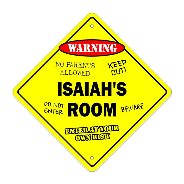 Isaiah's Room Sign Crossing Zone Xing, Indoor/Outdoor, 20" Tall Kids Bedroom Decor Door Name