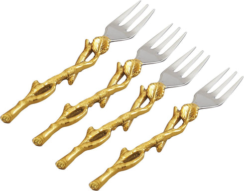 Golden Vine Forks, 5.25-Inch, Silver/Gold, Set of 4