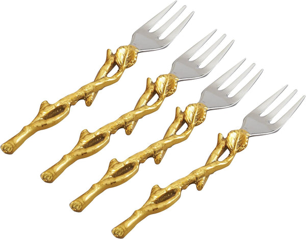 Golden Vine Forks, 5.25-Inch, Silver/Gold, Set of 4