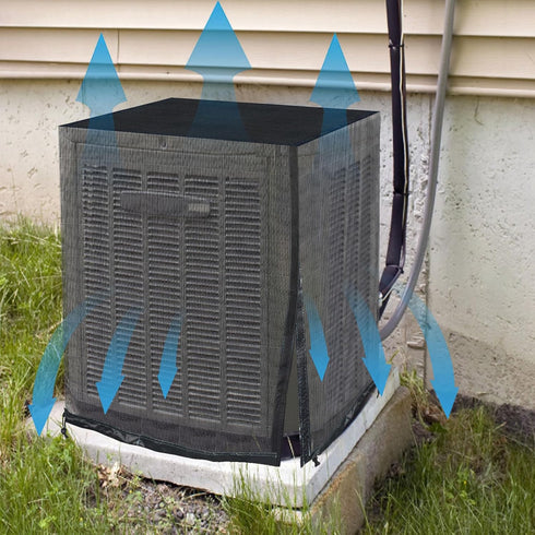 Qualward Full Mesh Central Air Conditioner Cover with Detachable Waterproof Top, 32×32×36 Inch