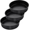 Herogo 8 Inch Round Cake Pan Set of 3, Black Nonstick Stainless Steel Baking Pan for Birthday Wedding Layer Cakes