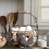 LINCOUNTRY. Countertop Chicken Wire Egg Basket for Gathering Fresh Eggs, Round Metal Egg Collecting Basket with Wooden