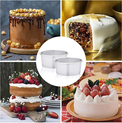 HomeMall 4 Inch Aluminum Round Cake Pan - 8 Pieces Non-stick Mini Cake Baking Pan Set for DIY Baking