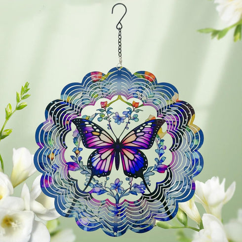 Wind Spinners Outdoor Butterfly Decorations, 12 Inch 3D Hanging Wind Sculptures for Garden Decor, Birthday Gifts