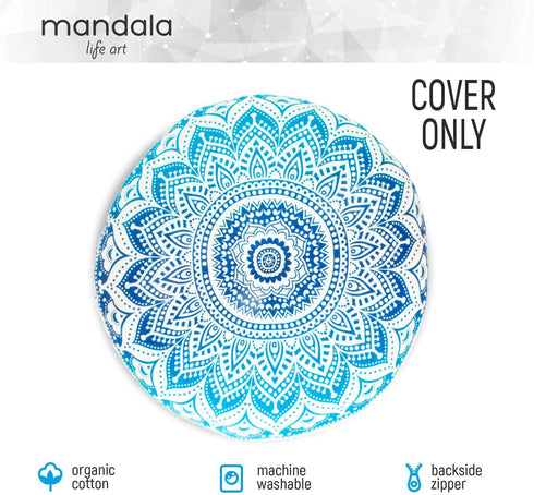 Bohemian Round Floor Cushion Cover for Yoga and Meditation - Handcrafted Organic Cotton Pouf