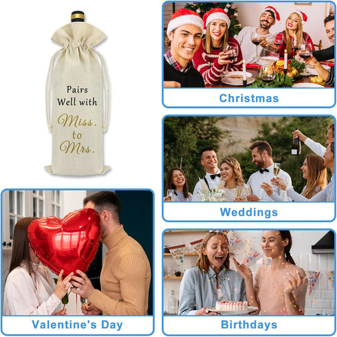 Bride To Be Gifts Wine Bag, Miss to Mrs Bachelorette Bridal Shower Engagement Gifts for Women