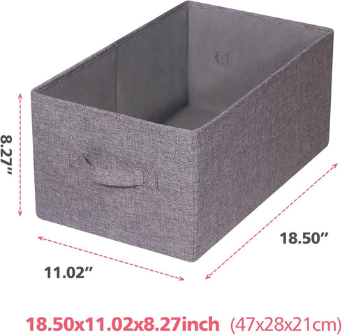 Set of 5 Gray Closet Organizer Bins with Handle, Fabric Foldable Storage Baskets for Home Office Clothes, Jumbo