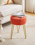 WBD009J IBUYKE Teddy Velvet Round Footrest Stool Ottoman, Makeup Vanity Stool Side Table, Velvet Dressing Table Seat