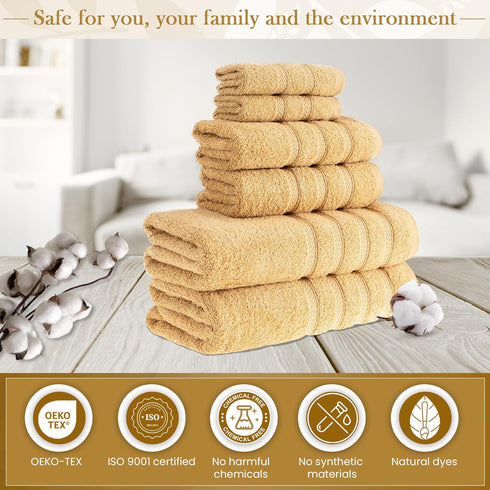 Set (6 650 100% 2 2 2 HALLEY Turkish Towels Pieces) GSM Highly Absorbent Super Soft Cotton - Bath Towels, Hand Towels