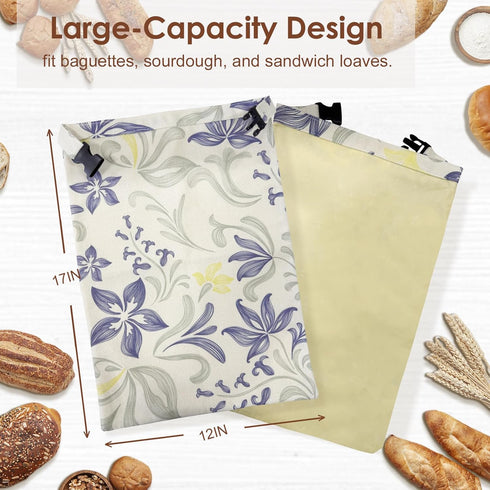 Holaraon 1 Reusable Beeswax Bread Bags for Homemade, Natural Linen Sourdough Bread Storage Bag with Buckle, Large