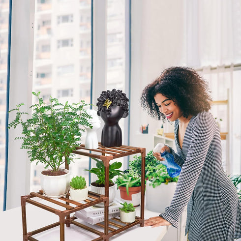 XXXFLOWER Plant Stand Indoor Outdoor, 3 Tiers Wood Plant Shelf for Multiple Plants, Large Rack
