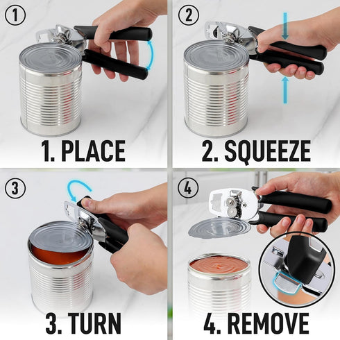 Zulay Kitchen Heavy Duty Stainless Steel Can Opener, Manual with Large Bottle Opener, Rust Proof, Smooth Edge, Easy