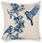 Chinoiserie Pillow Cover Blue Cherry Blossom and Birds Cotton Linen Decorative Throw Pillow Case Cushion Cover for