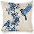 Chinoiserie Pillow Cover Blue Cherry Blossom and Birds Cotton Linen Decorative Throw Pillow Case Cushion Cover for